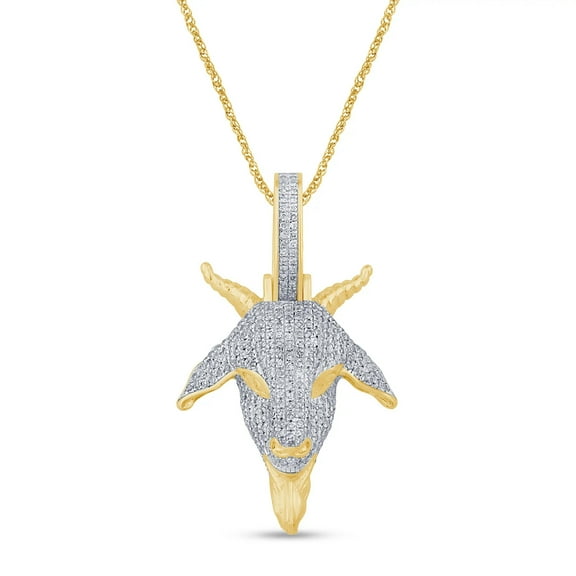14K Yellow Gold Plated 1 Ct Lab Created Diamond 1.50 Inches Goat Pendant Charm