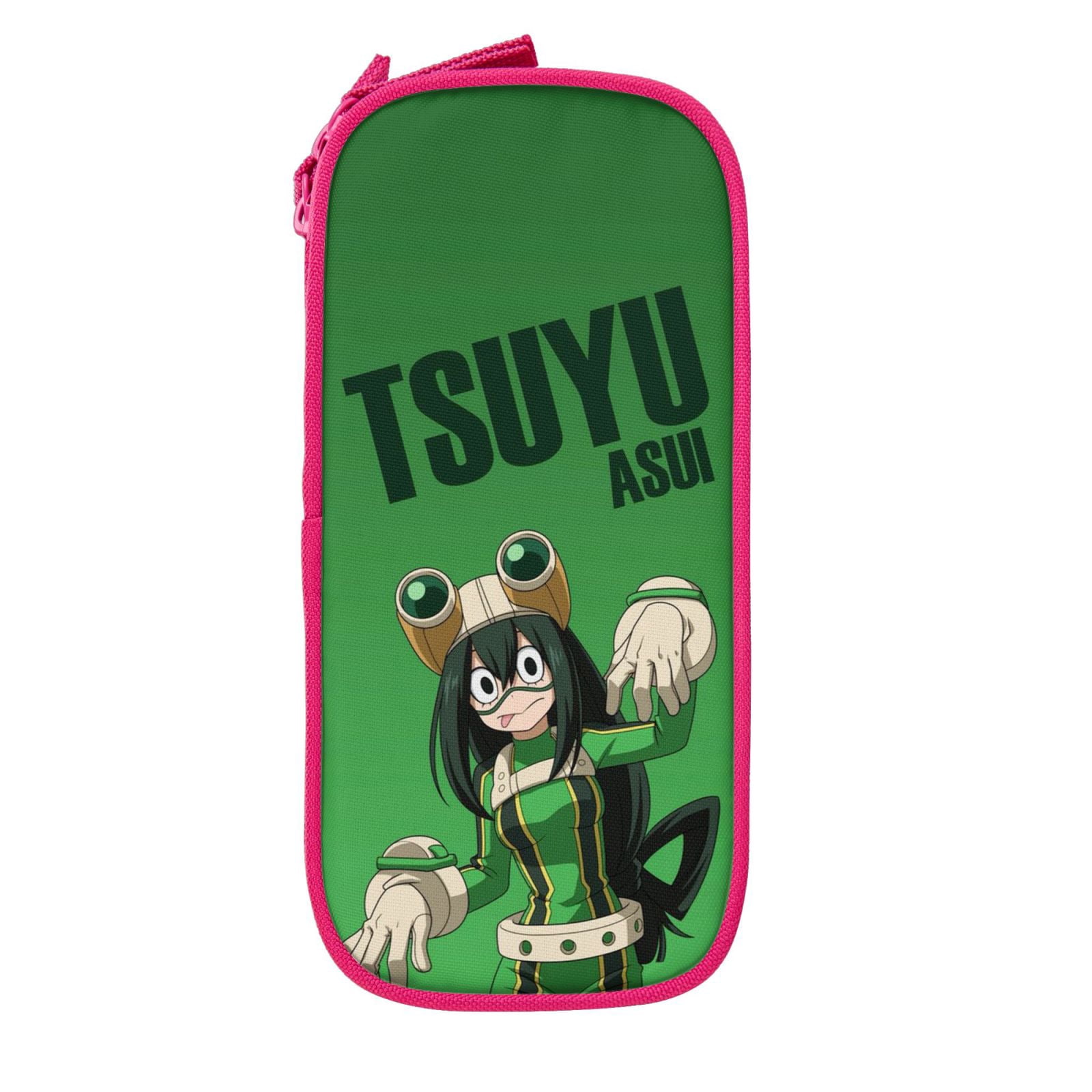 My Hero Academia Tsuyu Asui Pencil Case Large Capacity Pencil Pouch Pen Bag Office Stationery Organizer Travel Makeup Bag Pink