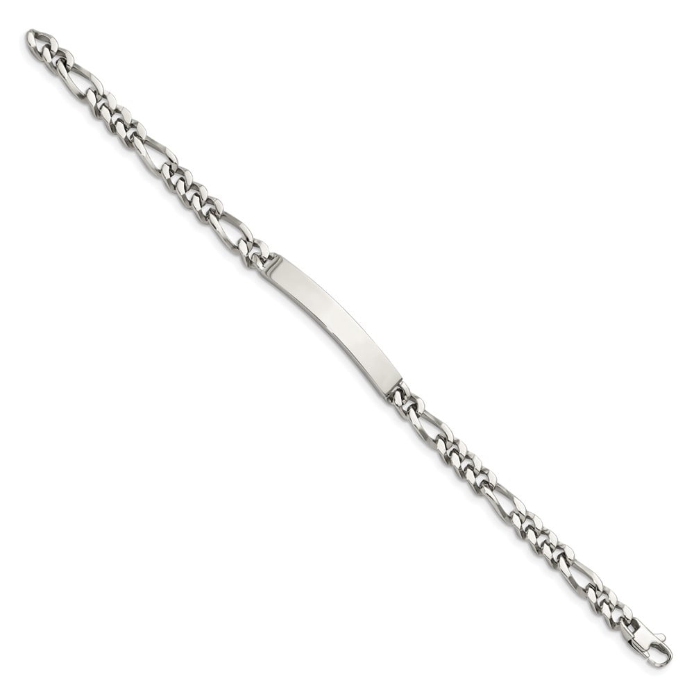 Stainless Steel Bracelet ID Figaro Men's 7 mm 8.25 in Chisel Polished Chain