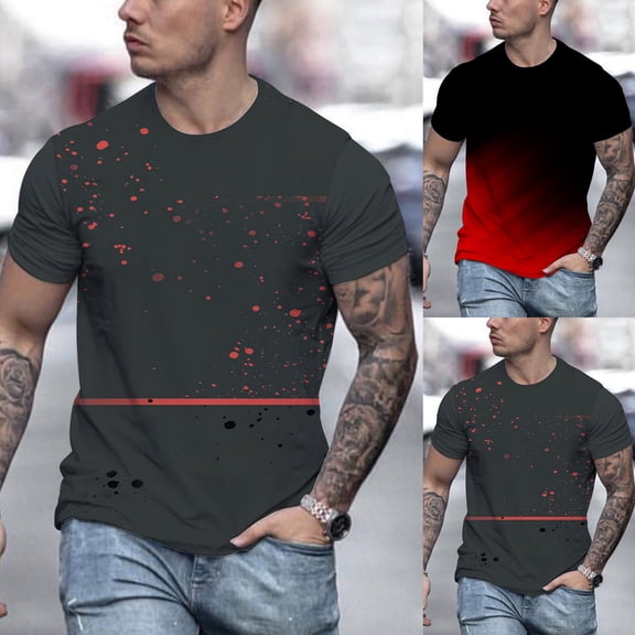 Mens T Shirts Short/long Sleeve Big and Tall Oversized Streetwear Oversized Gradient Crew Neck Summer Casual Vacation Basic Tee Tops
