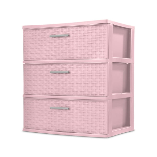 Sterilite Plastic 3 Drawer Wide Weave Tower Blush Pink Walmart Com