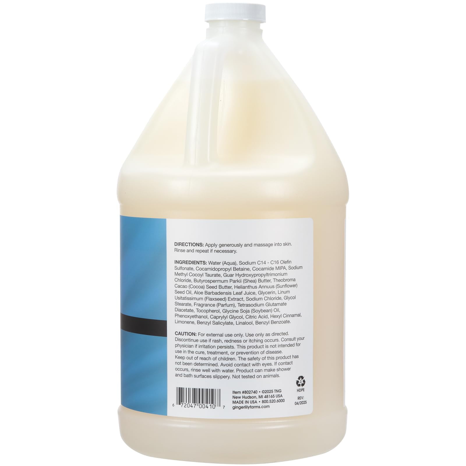 Ginger Lily Farms Botanicals Shea Indulgence Deep Hydration Body Wash, Island Tranquility, 100% Vegan & Cruelty-Free, Green Tea & Lemongrass Scent, 1 Gallon (128 fl oz) Refill