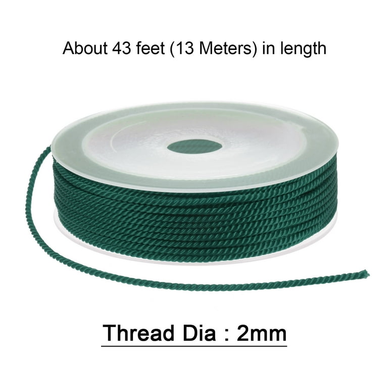 Twisted Nylon Twine Thread Beading Cord 2mm 13M/43 Feet Extra Strong  Braided Nylon String, Dark Green