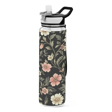 

Sports Water Bottle 1000ML Tritan Food Grade Clear Water Bottle Fitness Outdoor Sports Bike Pretty White Flowers