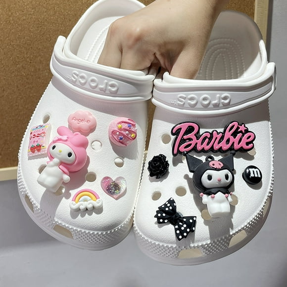 Kawali Sanrio Kuromi My Melody Barbie Shoe-Buckle Crocs Shoe Flower Detachable Decoration Diy Creative Accessories Gift For Girl FGS