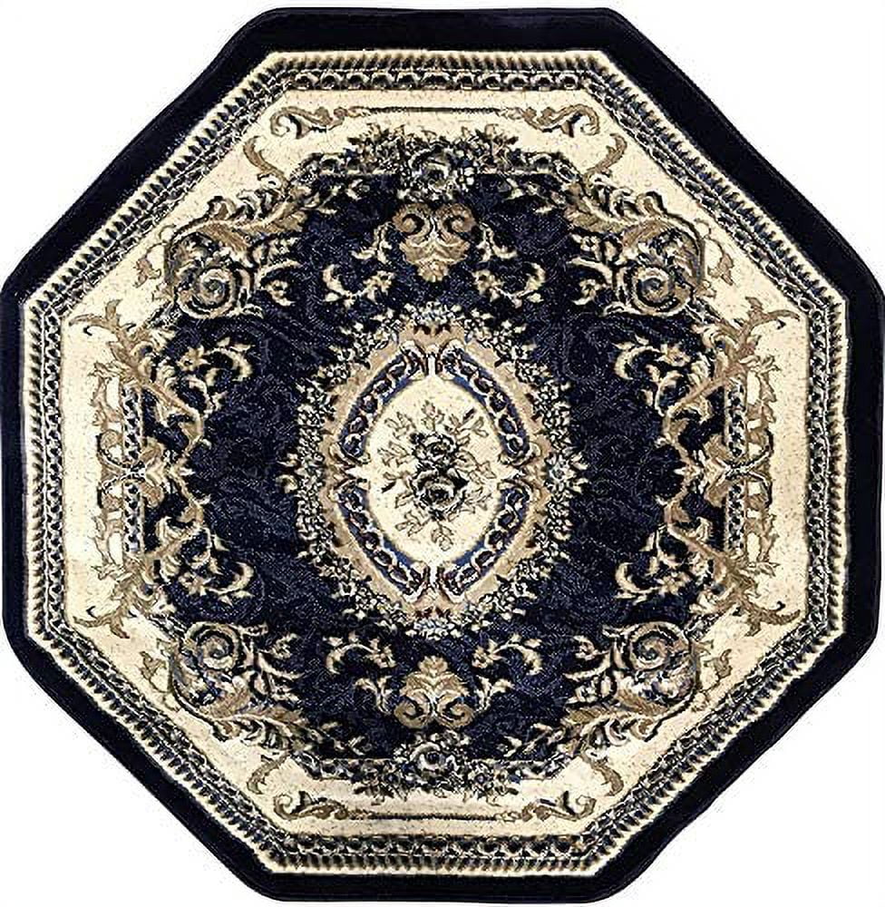 Traditional Octagon Aubusson Persian 330,000 Point Area Rug Dark Blue