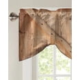 thumbnail image 2 of Wooden Door Texture Vintage Window Curtain Kitchen Cabinet Coffee Tie-Up Valance Curtain Rod Pocket Short Curtain, 2 of 6