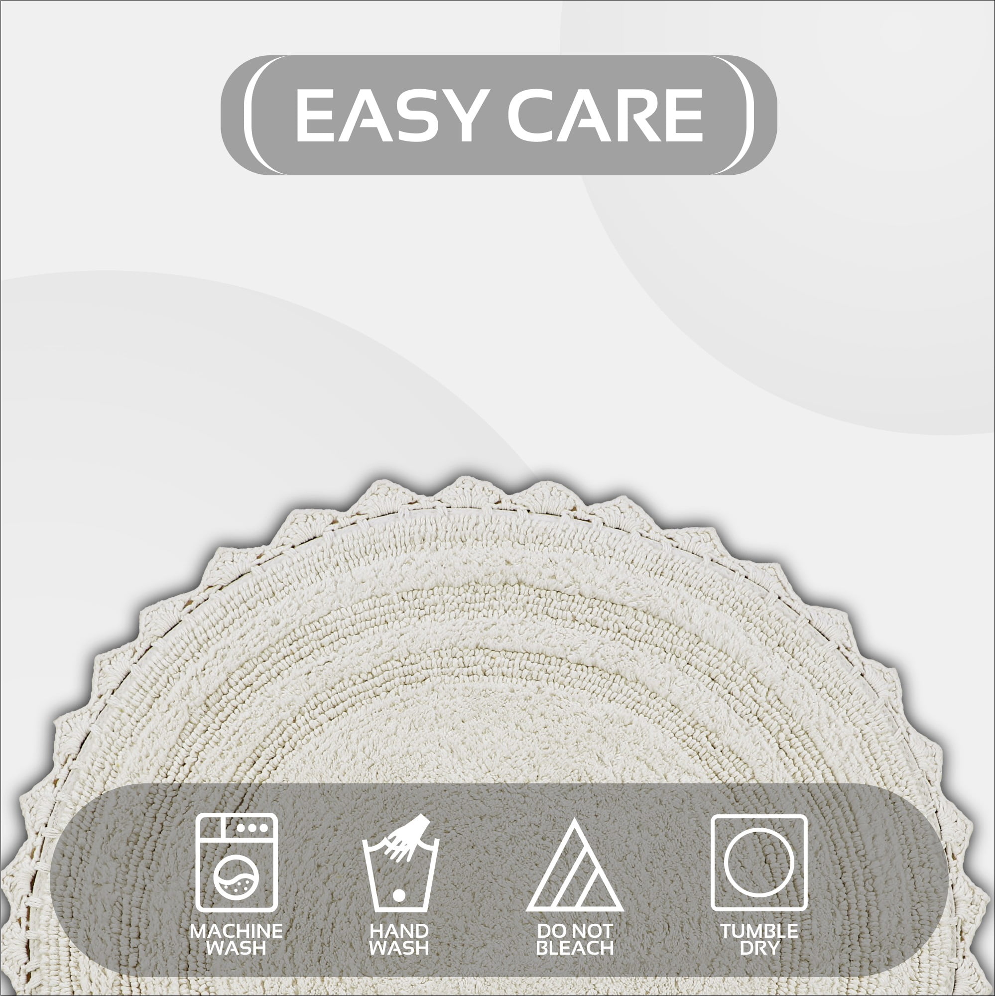 Better Trends Chic Round Bath Mat, 24" Diameter, 100% Cotton with Crochet Border, Water Absorbent, Ideal for Half Baths and Powder Rooms, Machine Washable, Ivory - Lilly Crochet Collection