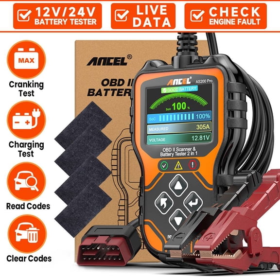 [Second Hand] Ancel AS200 Pro Automotive Diagnostic Tool 12V/24V Battery Tester Auto Fault Code Scanner   4 PCS Car Wax Cleaning Cloths