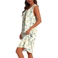 thumbnail image 5 of Oksale Henley Neck Pajama Dress for Women Cute Floral Mini House Dress Cozy Sleeveless Cotton Nightgowns with Pockets Multicolor L, 5 of 9