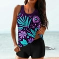 thumbnail image 2 of RQYYD Swimsuit for Women 2024 Two Piece Bathing Suits with Shorts Plus Size Tankini Swimwear Tummy Control Modest Swimsuit, 2 of 5