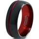 Tungsten Wedding Band Ring 8mm for Men Women Red Black Domed Brushed Polished Offset Line Lifetime Guarantee – image 1 sur 4
