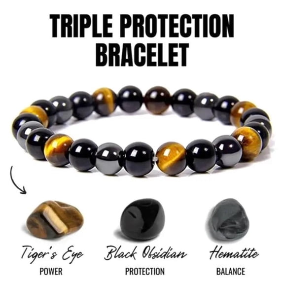 Unisex Tiger Eye Beaded Bracelet for Men and Women - Adjustable Energy Stretch Elastic Stone Beads - Boho Style Wristband