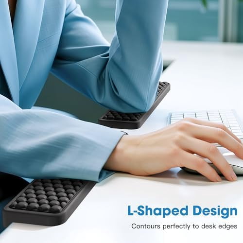 Quivanta L-Shaped Desk Elbow Pad for Desk, Memory Foam Elbow Support Padding with Non-Slip, 2-Piece Ergonomic Desk Edge Cushion, Wrist Comfort Support for Office Home (Honeycomb Texture)