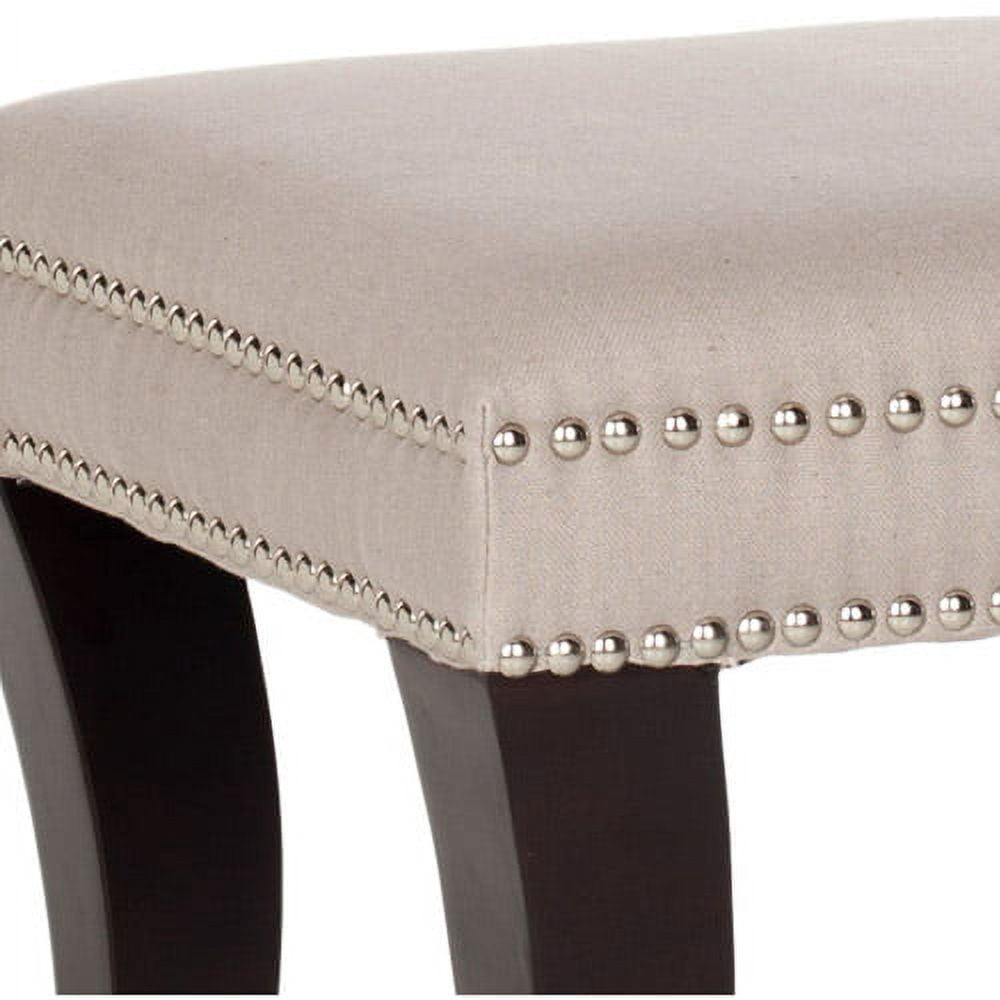 SAFAVIEH Diva Classic Glam Upholstered Ottoman w/ Nail Heads, Taupe