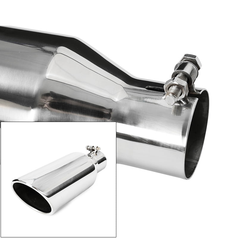 Universal Angled Polished 12in. BoltOn Exhaust Tip 2.25 In 4 Out