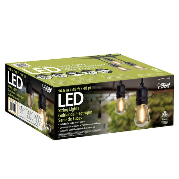 Feit Outdoor 48 ft Electric Plug-in Heavy-Duty 24 LED String Light