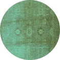 thumbnail image 1 of Ahgly Company Indoor Round Oriental Turquoise Blue Traditional Area Rugs, 7' Round, 1 of 4