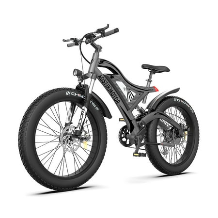 Aostirmotor 750 W Electric Bike 26 x 4 In. Fat Tire Ebike for Adults 48 V 15 Ah Removable Lithium...