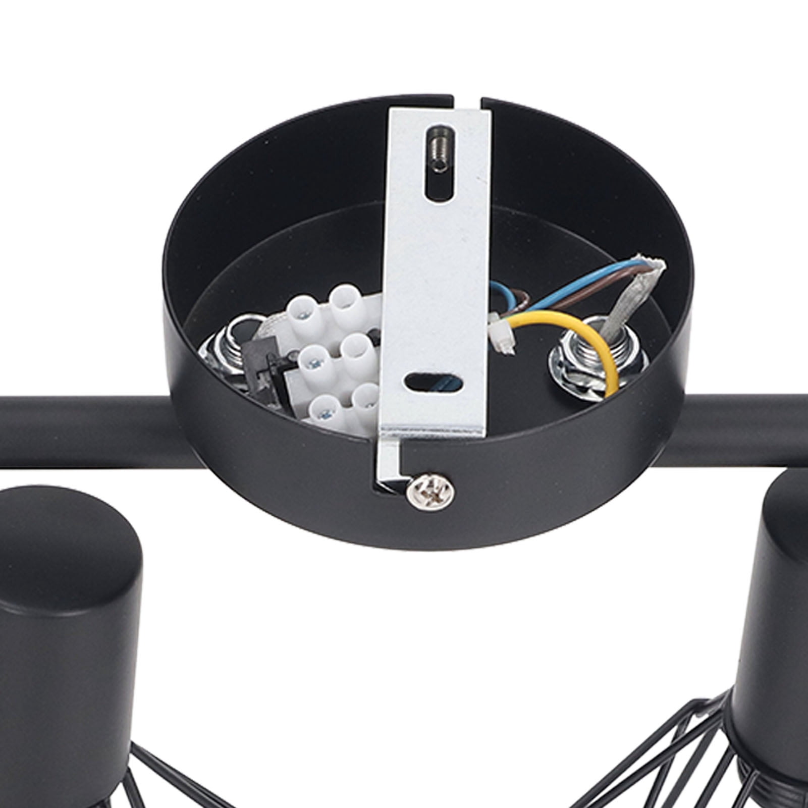BIMZUC Adjustable 2-Light Track Light Holder, Vintage Metal Cage Ceiling Spot Lighting Fixture, E14 Base, Black