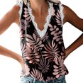 thumbnail image 1 of DPTALR Women's V-Neck Sleeveless Lace Cuff Printing Tops, 1 of 8