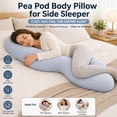 thumbnail image 2 of Pea Pod Body Pillow for Side Sleeper, 105 x 30 CM Pea Pod Body Pillow for Adults, S Shaped Ergonomic Bolster, Soft Alignment Pillow for Back Hip Leg Support Sleep (Grey), 2 of 6