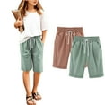 thumbnail image 4 of 2 Pack Girls Casual Bermuda Shorts Kids Knee Length High Waisted Summer Shorts Comfy Drawstring Short Pants with Pockets, 4 of 4