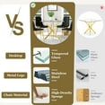 thumbnail image 6 of 36" Square Glass Dining Table Set, Modern Stainless Steel Cross-Leg Base with 4 Gold-Black Velvet Upholstered Dining Chairs, for Dining Rooms, Cafes, Apartments, 6 of 8