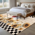 thumbnail image 4 of Large Area Rugs for Living Room Bedroom, Sunflowers Rooster 5'x8' Rug Washable Carpet Runner Indoor Outdoor, Farmhouse Vintage Beige Wooden Plaid Non Slip Floor Mats Rug for Kitchen, Bathroom, 4 of 8