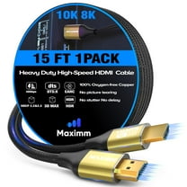 Maximm HDMI 2.1 Cable 15 Feet, Gold, 8K 60Hz 4K 120Hz Ultra High Speed, 48Gbps, eARC, Dolby Vision