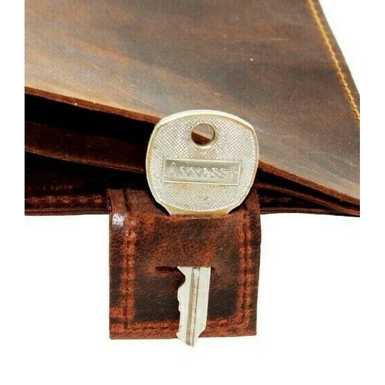 Brown Rustic Texture Pure Leather Bi-Fold Wallet for Men's Key
