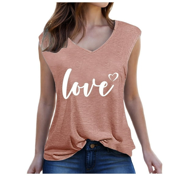fatyb Tank Tops for Women Casual V Neck Sleeveless Graphic Tshirts Fashion Loose Womens Summer Shirts