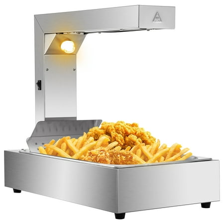 

VEVORbrand French Fry Food Warmer 23 x13.5 1000W Fry Heat Lamp with Detachable Bent Drain Board Drip Pan Stainless Steel Food Heat Light 86-185℉ Free Standing Fried Chicken Warmer With Light
