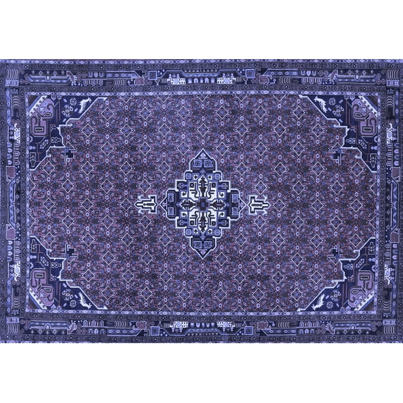Ahgly Company Machine Washable Indoor Rectangle Persian Blue Traditional Area Rugs, 3' x 5'