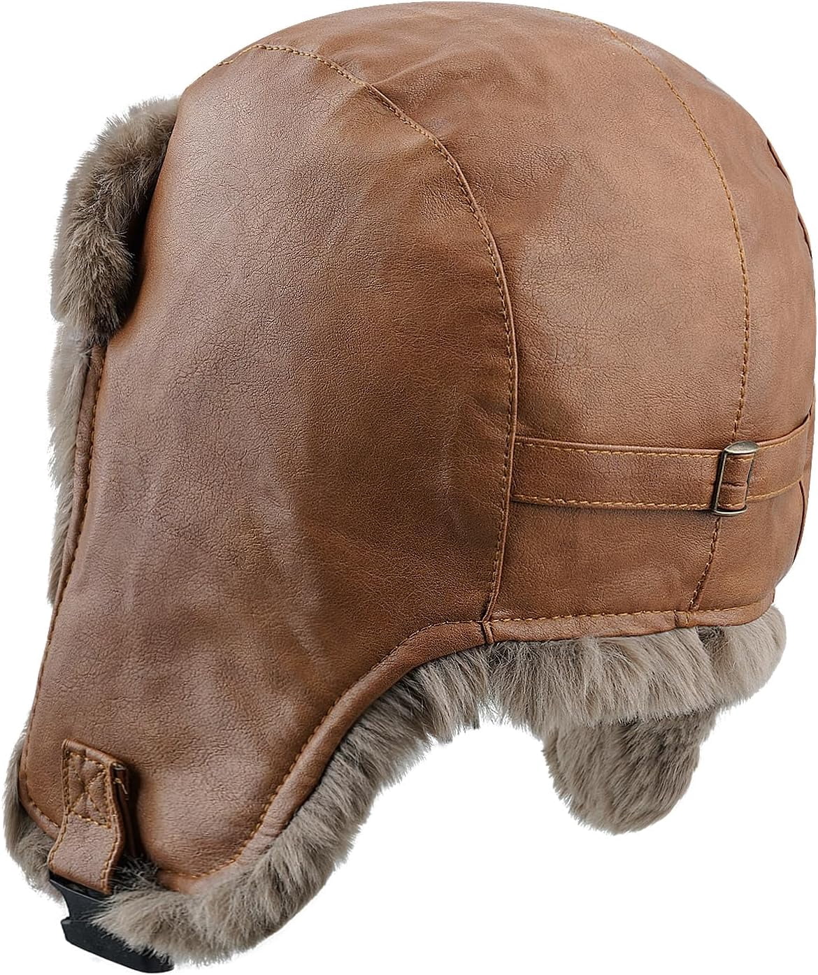 Zhengup Aviator Faux Leather Trapper Eskimo Earflap Hunting Hat Cold Weather Winter Gear Russian Ushanka Cossack Trooper Hat