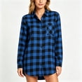 thumbnail image 4 of TRUNZI Women's Button Down Plaid Shirts Long Sleeves Lapel Collar Casual Regular Fit Shackets with Chest Pocket,Blue,Size S, 4 of 8