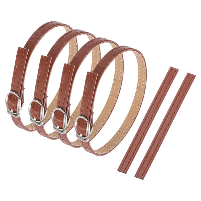 Uxcell 2 Pares de Correas de Tobillo de Reemplazo para Tacones, Bandas de Zapato de Cuero, Marrón Mate Profundo