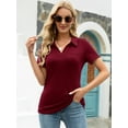 thumbnail image 7 of LOMON Womens V Neck Polo Shirts Short/Long Sleeve Collared Tops Loose Casual Tunic Blouses with Pocket, 7 of 7