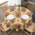 thumbnail image 3 of Yellow Highland Cow Flower Pattern Round Tablecloth 60"x60",Wrinkle Wipeable Table Cloth for Kitchen Dining Room Picnic Patio Party, 3 of 6