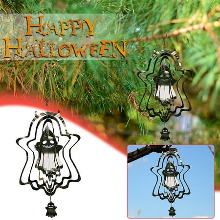 

Gaiseeis Halloween 3D Rotating Wind Chime Ghost Pattern Decoration Pendant Horror A