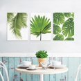 thumbnail image 2 of Wekity Juego de 3 impresiones artísticas botánicas de hojas tropicales, decoración de lienzo, hoja de planta, decoración de pared bohemia, imágenes verdes, carteles bohemios, juego de arte p, 2 of 3