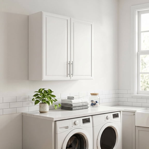 Laundry Room Cabinet 30’’x12’’x32’’, Kitchen Cabinet Wall Cabinets with Adjustable Shelves, Wall Cabinet Storage, Utility Cabinets for Laundry Room, White Wall Cabinet with Shaker Door, White