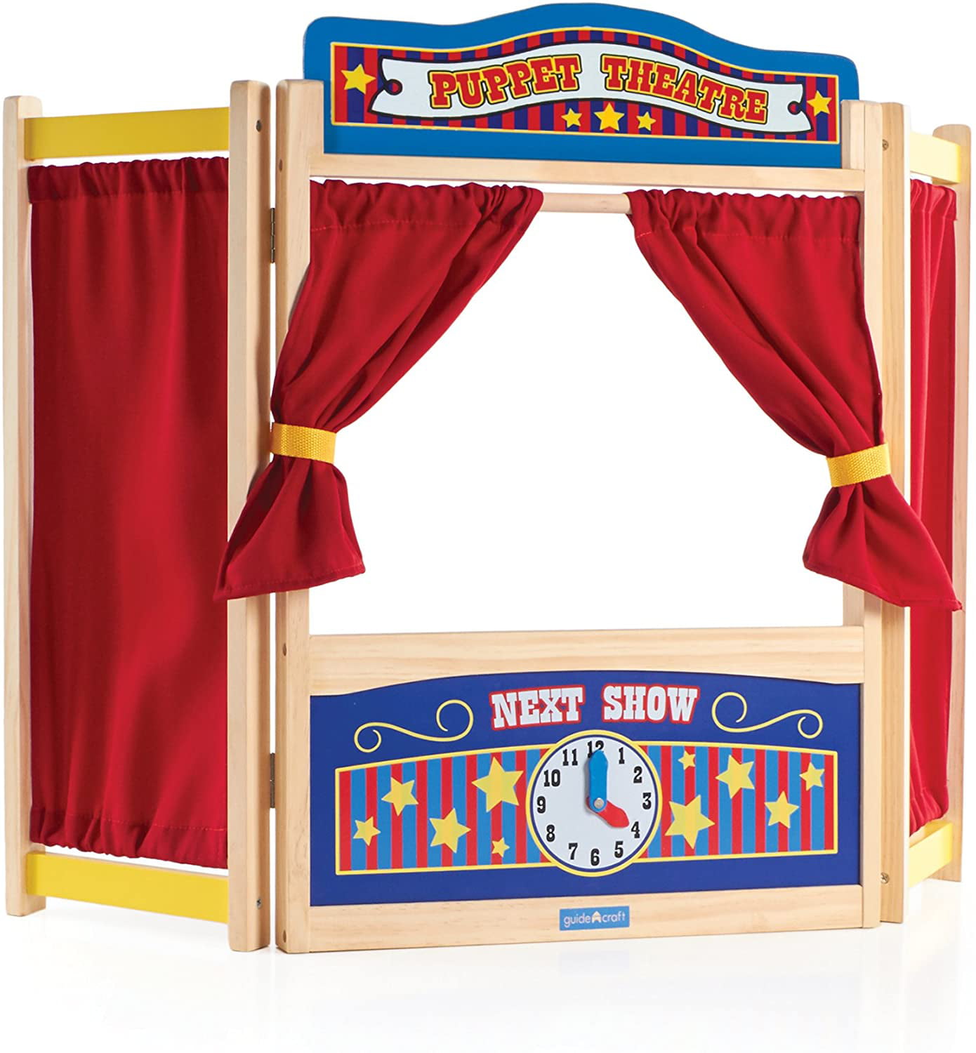 Guidecraft Wooden Tabletop Puppet Theater For Kids - Toddler's Foldable  Dramatic Play Imaginative Theater W/ Chalkboard, Curtains and Clock,.., By  