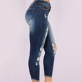 thumbnail image 4 of Viikei Womens Pants Clearance Plus Size Pants Pockets Button Mid Waist Skinny Ripped Jeans Hole Denim, 4 of 7