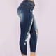 thumbnail image 4 of Moda Mujer Bolsillos Botón Cintura media Flaco Ripped Jeans Pantalones Agujero Pantalones de mezclilla Fridja hfkajh100394, 4 of 7