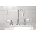 thumbnail image 3 of Kingston Brass FSC8931DPL Paris Two-Handle 3-Hole Deck Mount Widespread Bathroom Faucet with Brass Pop-Up in Polished Chrome, 3 of 7