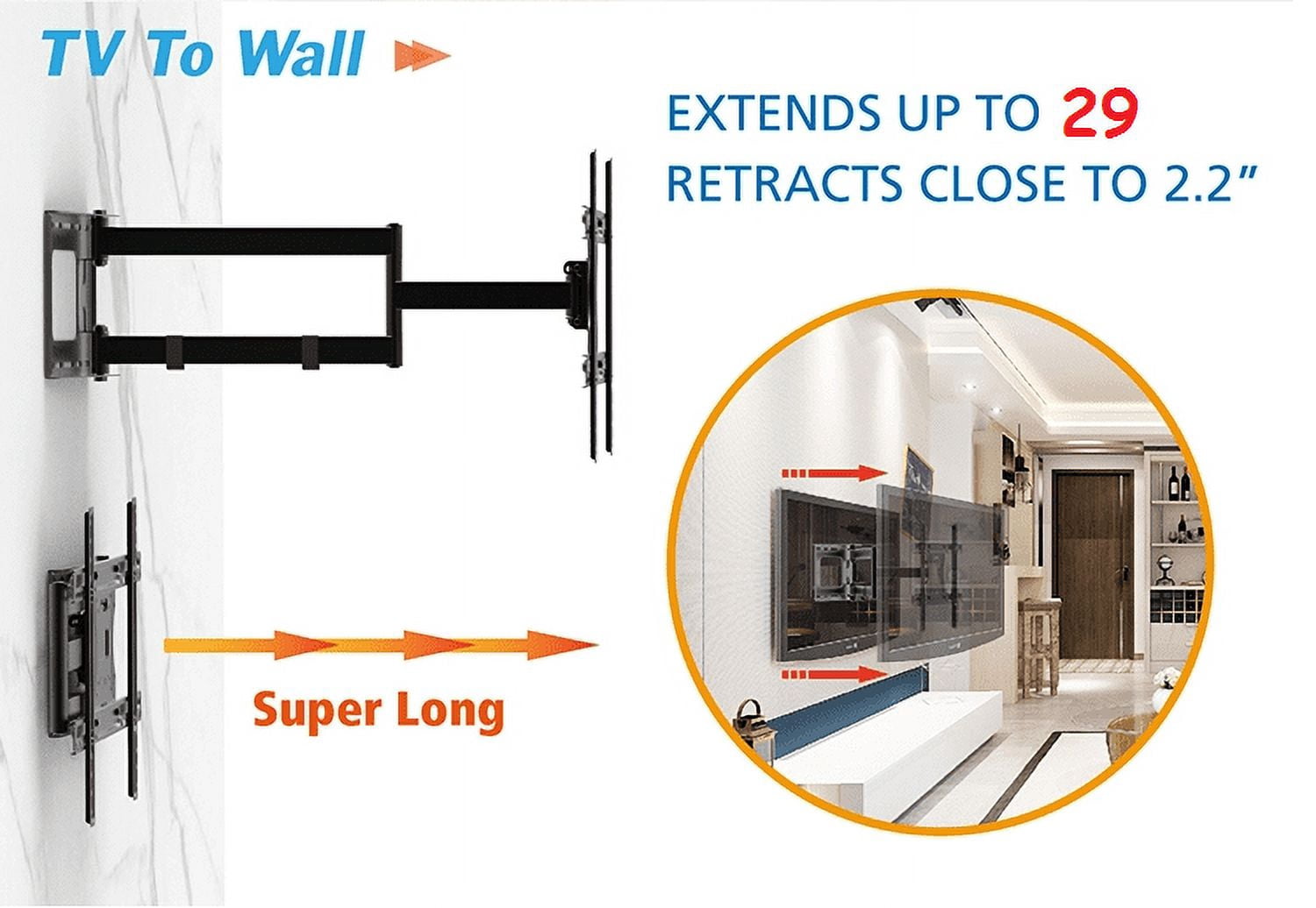 Mount Plus MP-L28-600 Long Arm Full Motion TV Wall Bracket with 29 inch Extension Articulating Arm | Fits Screen Sizes 32 to 70 Inch (29" Extension Dual Stud 32" to 70")