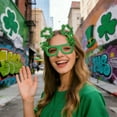 thumbnail image 3 of KOYPTL St Patricks Day Glasses Glitter Shamrocks Green Prop Glasses for St Patricks Day Decorations Eyewear Frame Holiday Party Favors Supplies Gifts for Women Boys Girls, 3 of 7