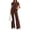 Brown, variant on PRETTYGARDEN Women's Summer 2 Piece Matching Lounge Sets Short Sleeve Shirts Tops Wide Leg Pants Travel Airport Outfits