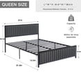 thumbnail image 3 of VECELO Queen Size Metal Platform Bed Frame, Modern Upholstered Tufted Headboard and Footboard, No Box Spring Needed, Gray, 3 of 13